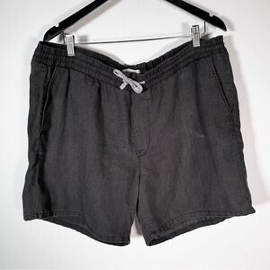 Weekday - Linen Olsen Drawstring Shorts Charcoal Garment Dyed - Size XL